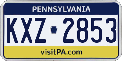 PA license plate KXZ2853
