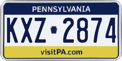 PA license plate KXZ2874