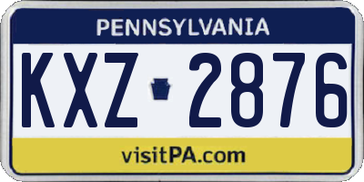 PA license plate KXZ2876