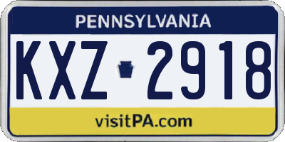 PA license plate KXZ2918