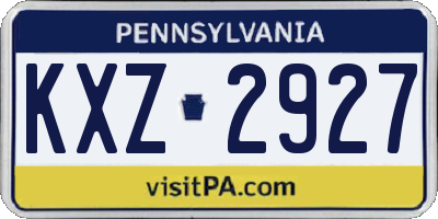 PA license plate KXZ2927