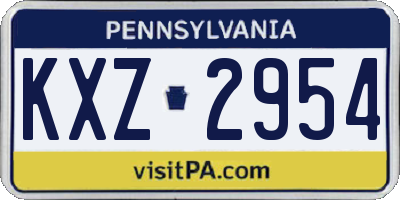 PA license plate KXZ2954