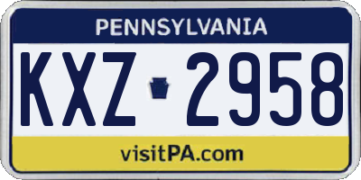 PA license plate KXZ2958