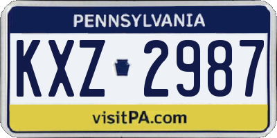 PA license plate KXZ2987