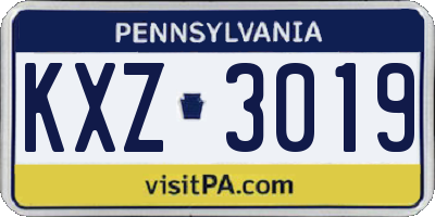 PA license plate KXZ3019