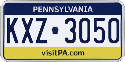 PA license plate KXZ3050