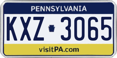 PA license plate KXZ3065