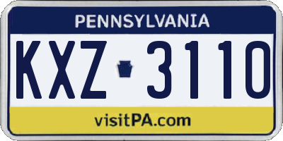 PA license plate KXZ3110