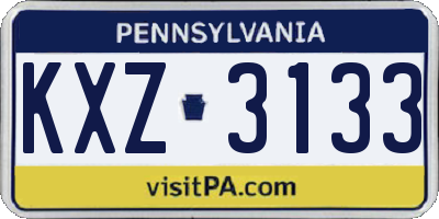 PA license plate KXZ3133