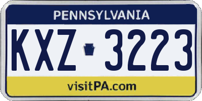 PA license plate KXZ3223