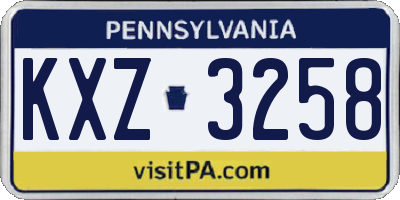 PA license plate KXZ3258