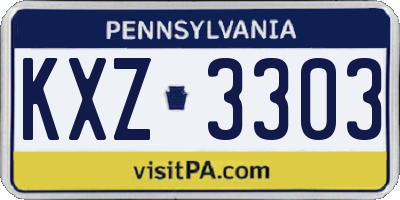 PA license plate KXZ3303