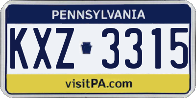 PA license plate KXZ3315