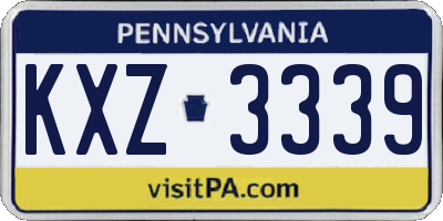 PA license plate KXZ3339
