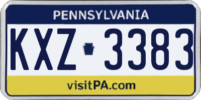 PA license plate KXZ3383