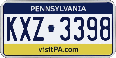 PA license plate KXZ3398