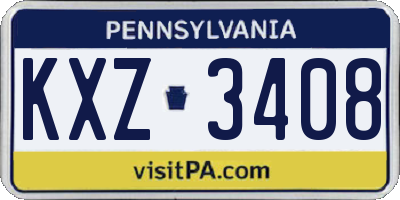 PA license plate KXZ3408