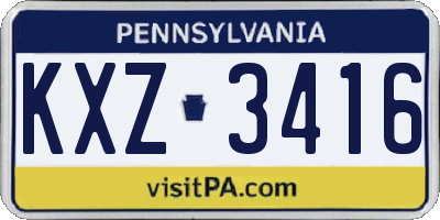 PA license plate KXZ3416
