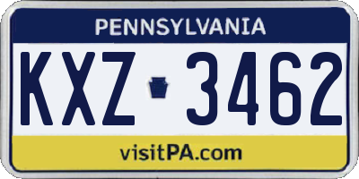 PA license plate KXZ3462