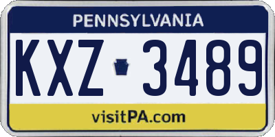 PA license plate KXZ3489