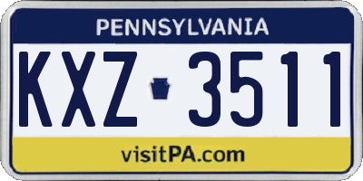 PA license plate KXZ3511