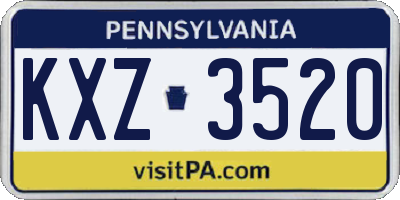 PA license plate KXZ3520