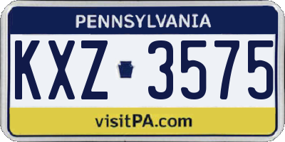 PA license plate KXZ3575