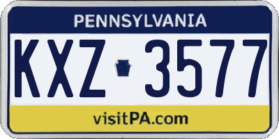PA license plate KXZ3577