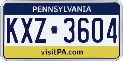 PA license plate KXZ3604
