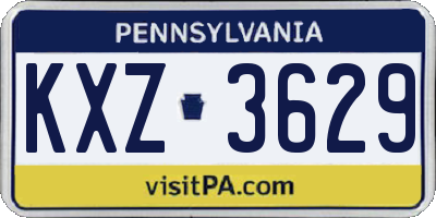 PA license plate KXZ3629