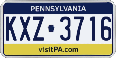 PA license plate KXZ3716