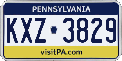 PA license plate KXZ3829