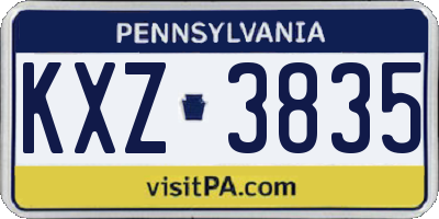 PA license plate KXZ3835