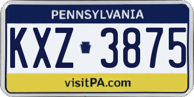 PA license plate KXZ3875