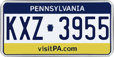 PA license plate KXZ3955
