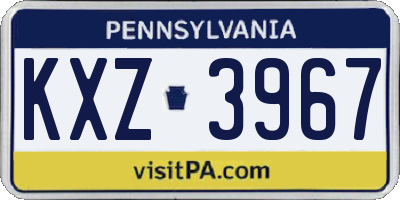 PA license plate KXZ3967
