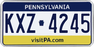 PA license plate KXZ4245