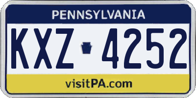 PA license plate KXZ4252