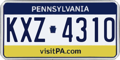 PA license plate KXZ4310