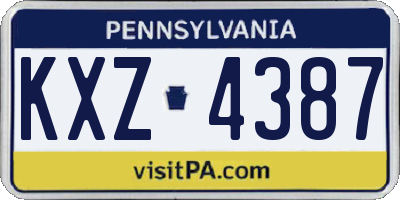 PA license plate KXZ4387