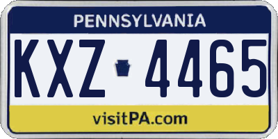 PA license plate KXZ4465