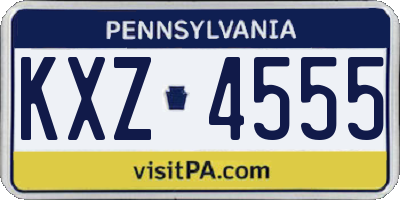 PA license plate KXZ4555
