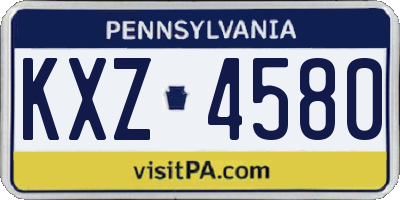 PA license plate KXZ4580