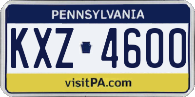 PA license plate KXZ4600