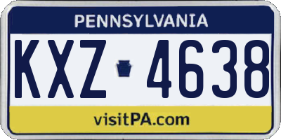 PA license plate KXZ4638