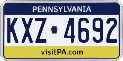 PA license plate KXZ4692