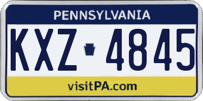 PA license plate KXZ4845