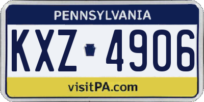 PA license plate KXZ4906