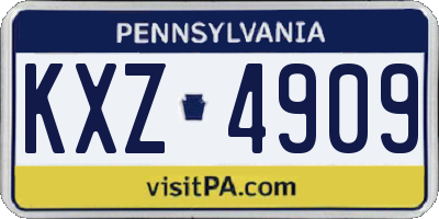 PA license plate KXZ4909