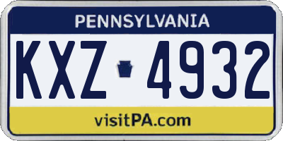 PA license plate KXZ4932